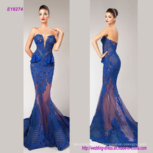 Transprent Deep V-Neck Strapless Mermaid Evening Dress